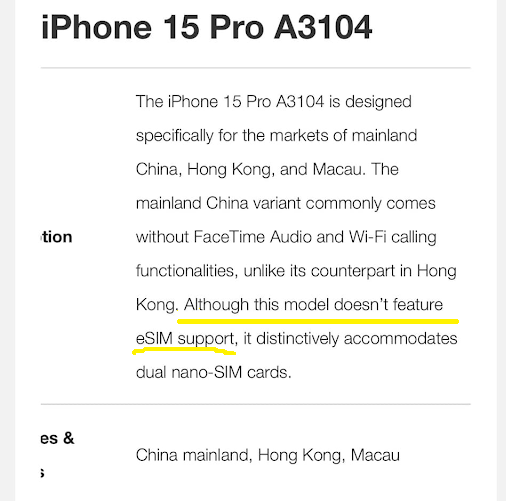iPhone 15 A3104 Model